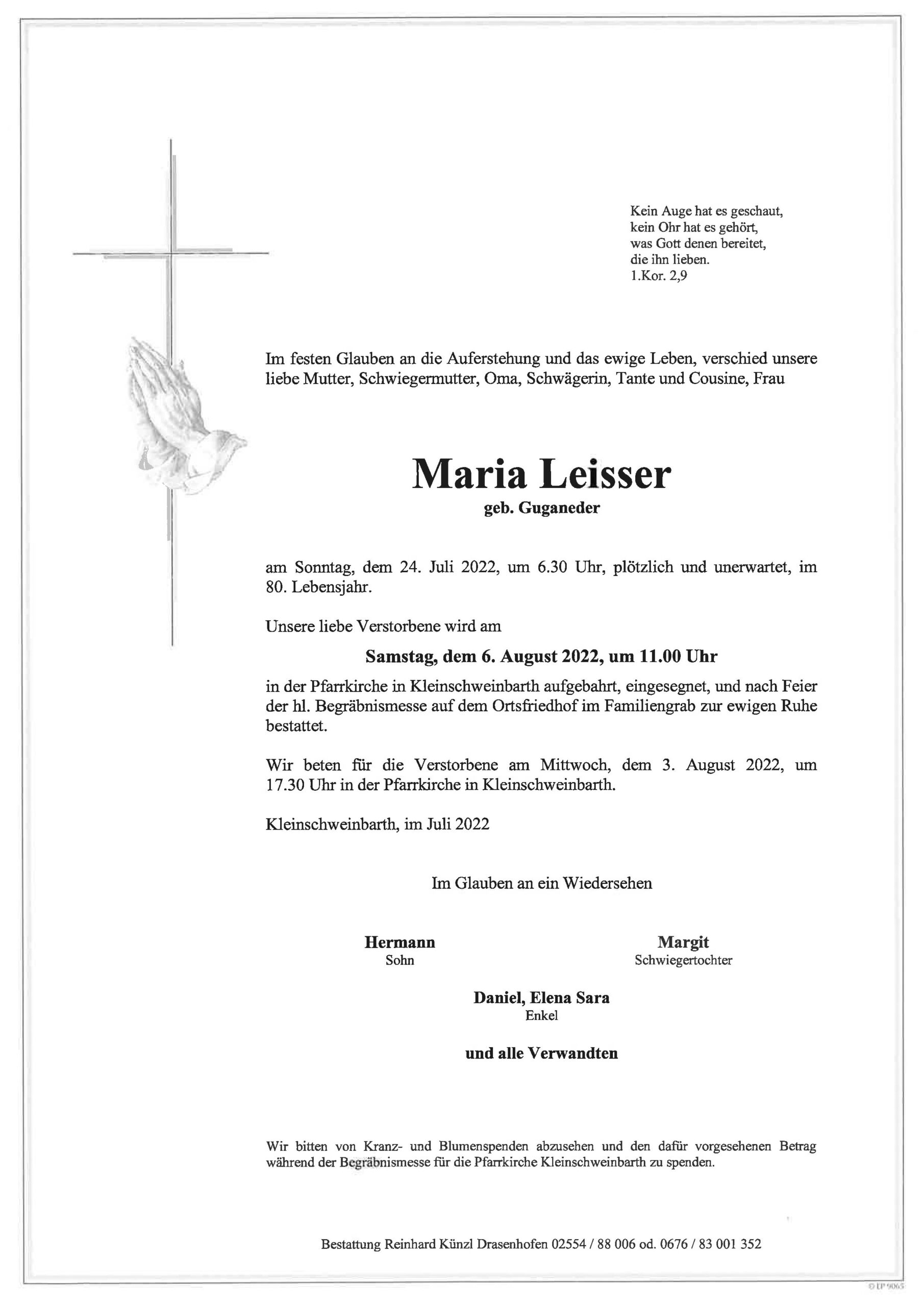 Maria Leisser | Bestattung Künzl