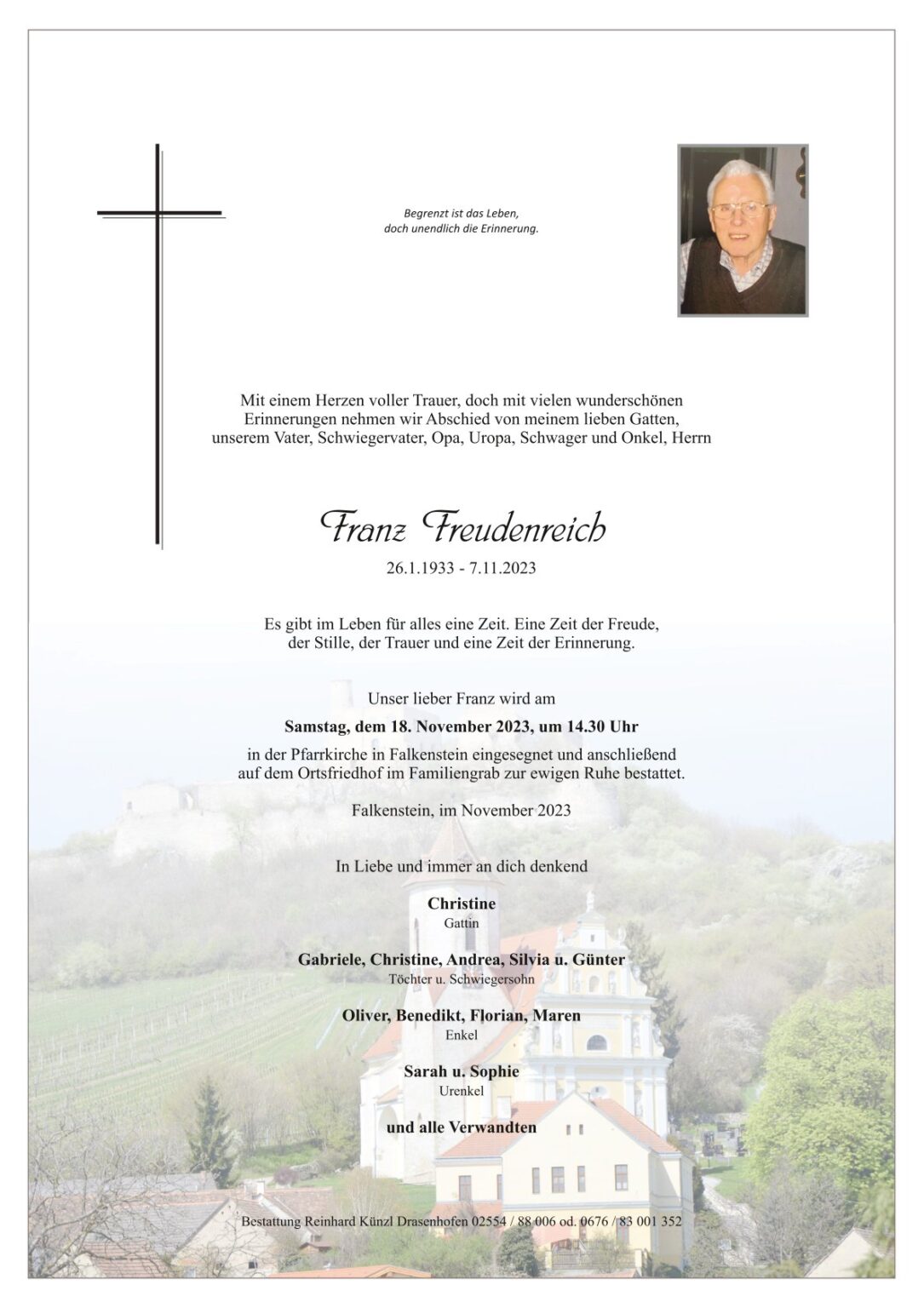 Sterbef lle 2023 Bestattung K nzl